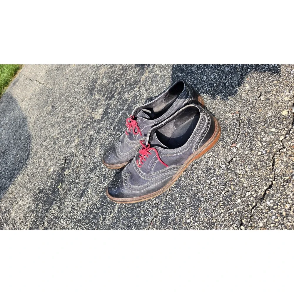 Allen Edmonds Neumok 4065 Wingtip Oxford Shoes 11D Navy Leather Red Laces USA